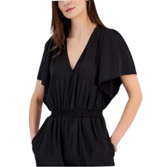 NWT 💕I.N.C. International Concepts Women's V-Neck Flutter-Sleeve Jumpsuit - Picture 4 of 5